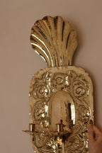 Large Mid-Century Swedish Brass Sconces