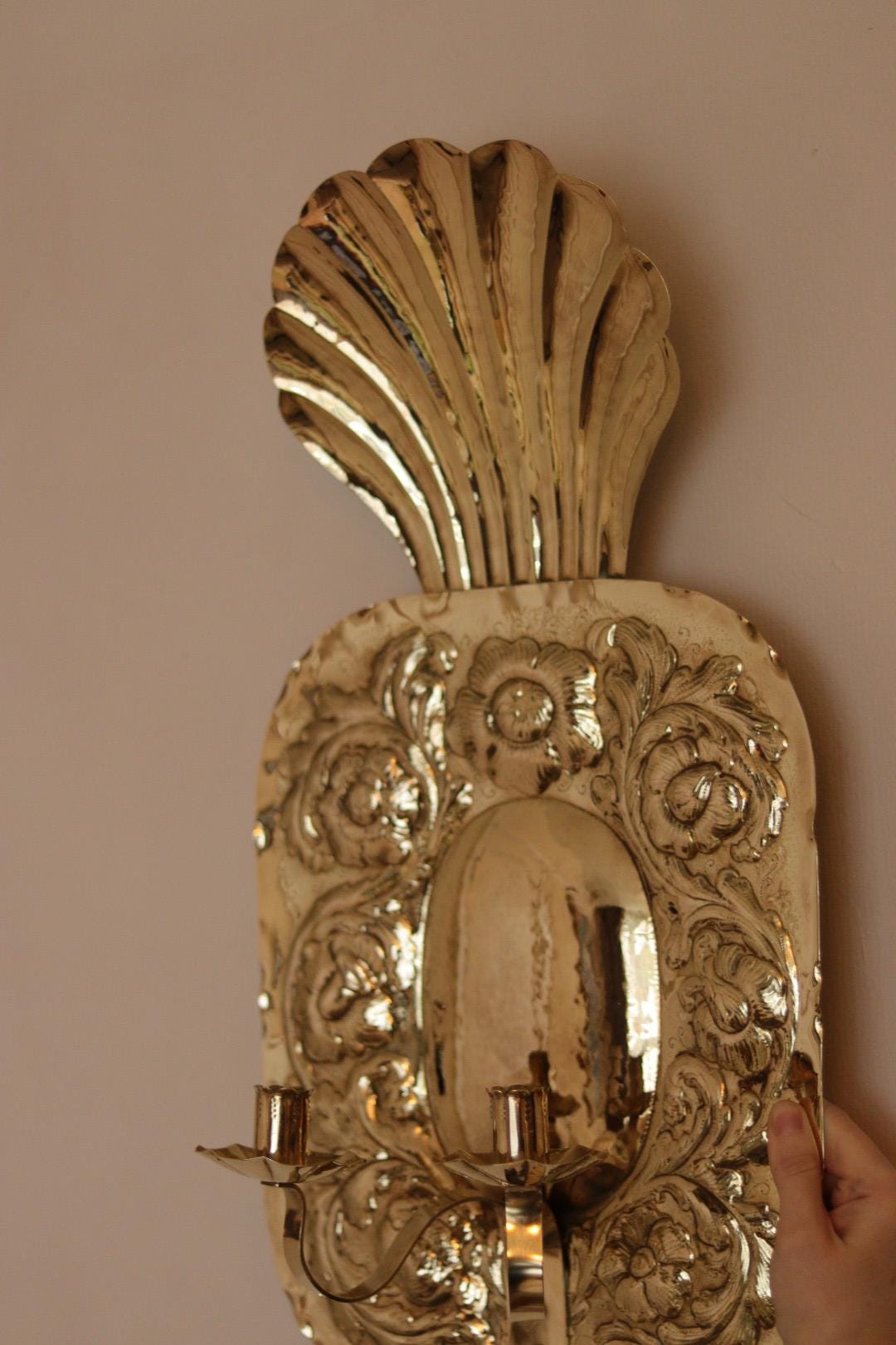Large Mid-Century Swedish Brass Sconces