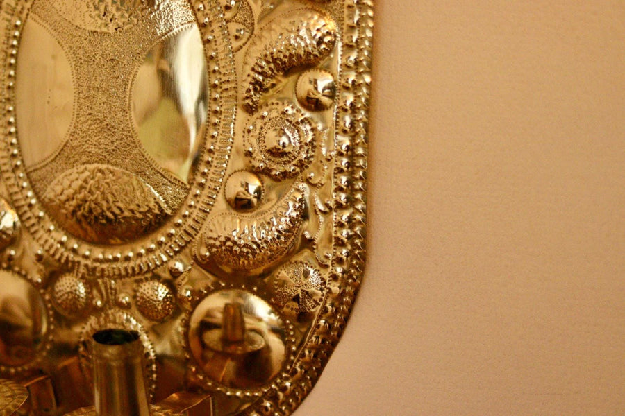 Large Mid Century Swedish Brass Sconce