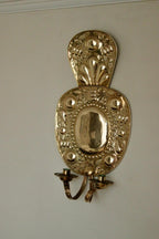 Pair of Large  Mid Century Swedish  Brass Baroque Sconces with double arm Design