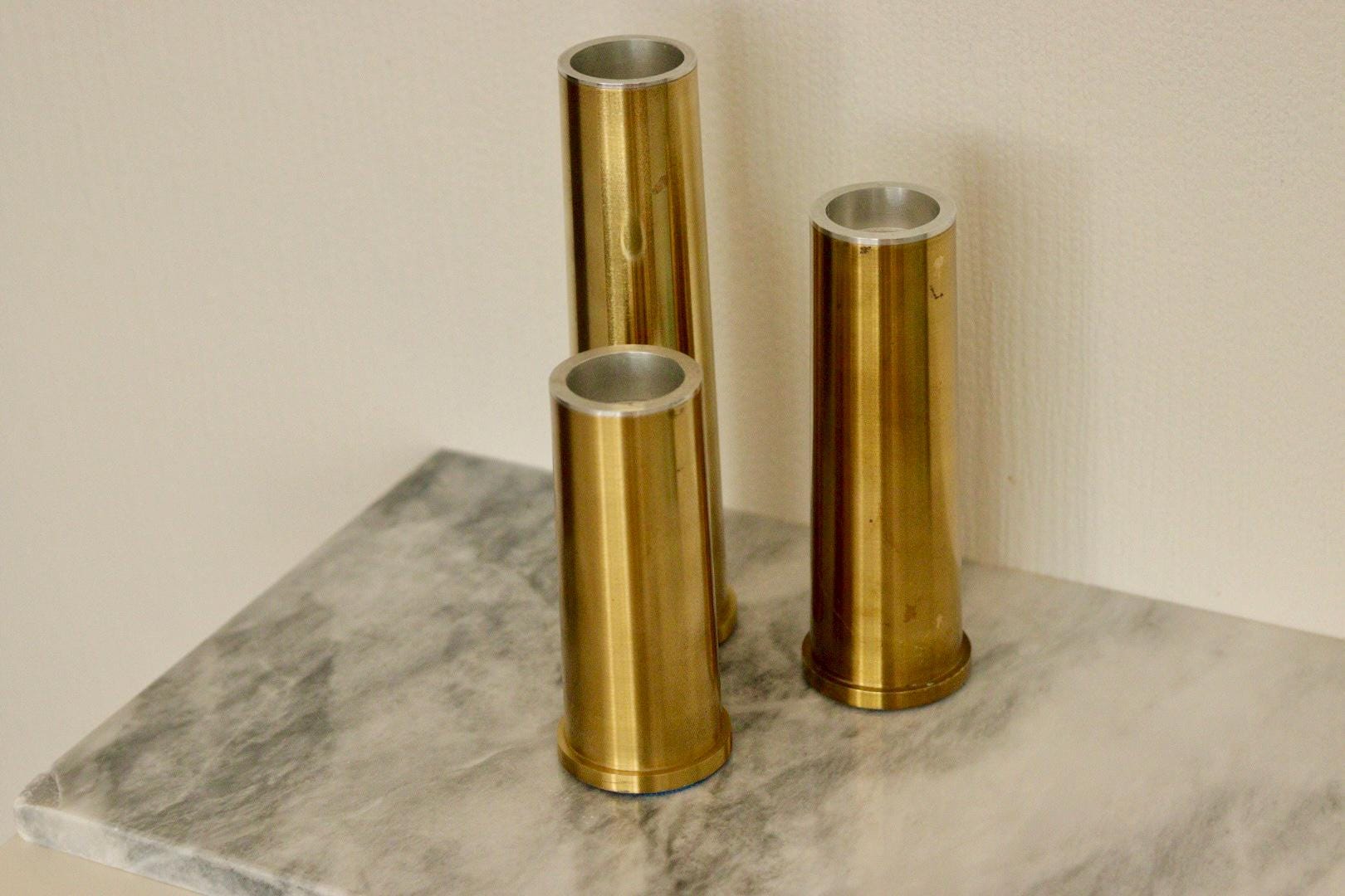 Original Trio of Mid-Century Brass Candle holders