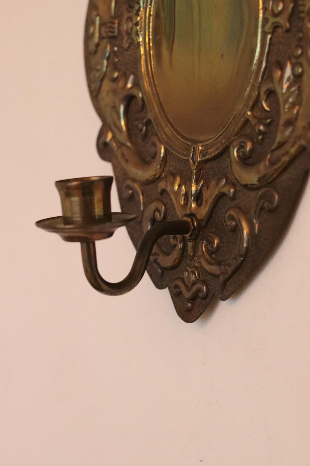 SINGLE Large Mid Century Swedish Brass Sconce