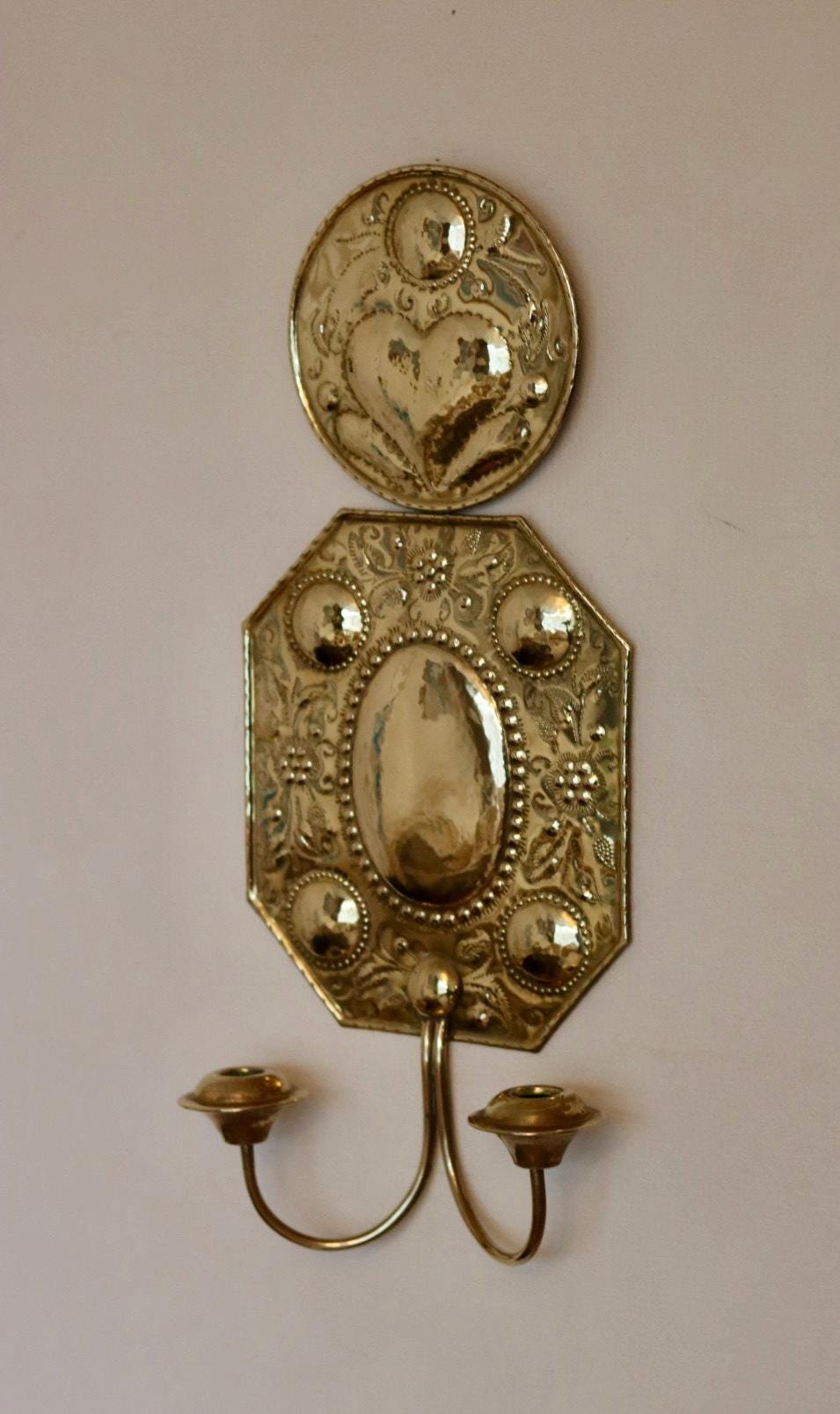 A Pair Large baroque Style Mid Century Swedish Brass Sconces