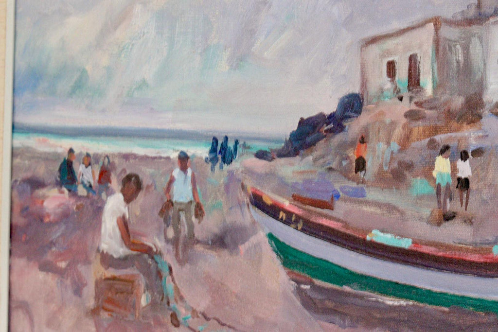 Mid-Century Original Swedish Oil on Canvas "Mediterranean"