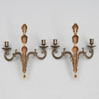 Pair Of Mid Century Gustavian Style Brass  Wall Sconces