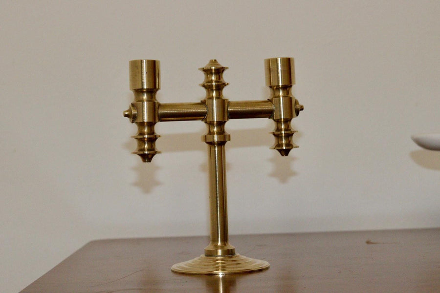Vintage Three-Arm Swedish Brass Candelabra
