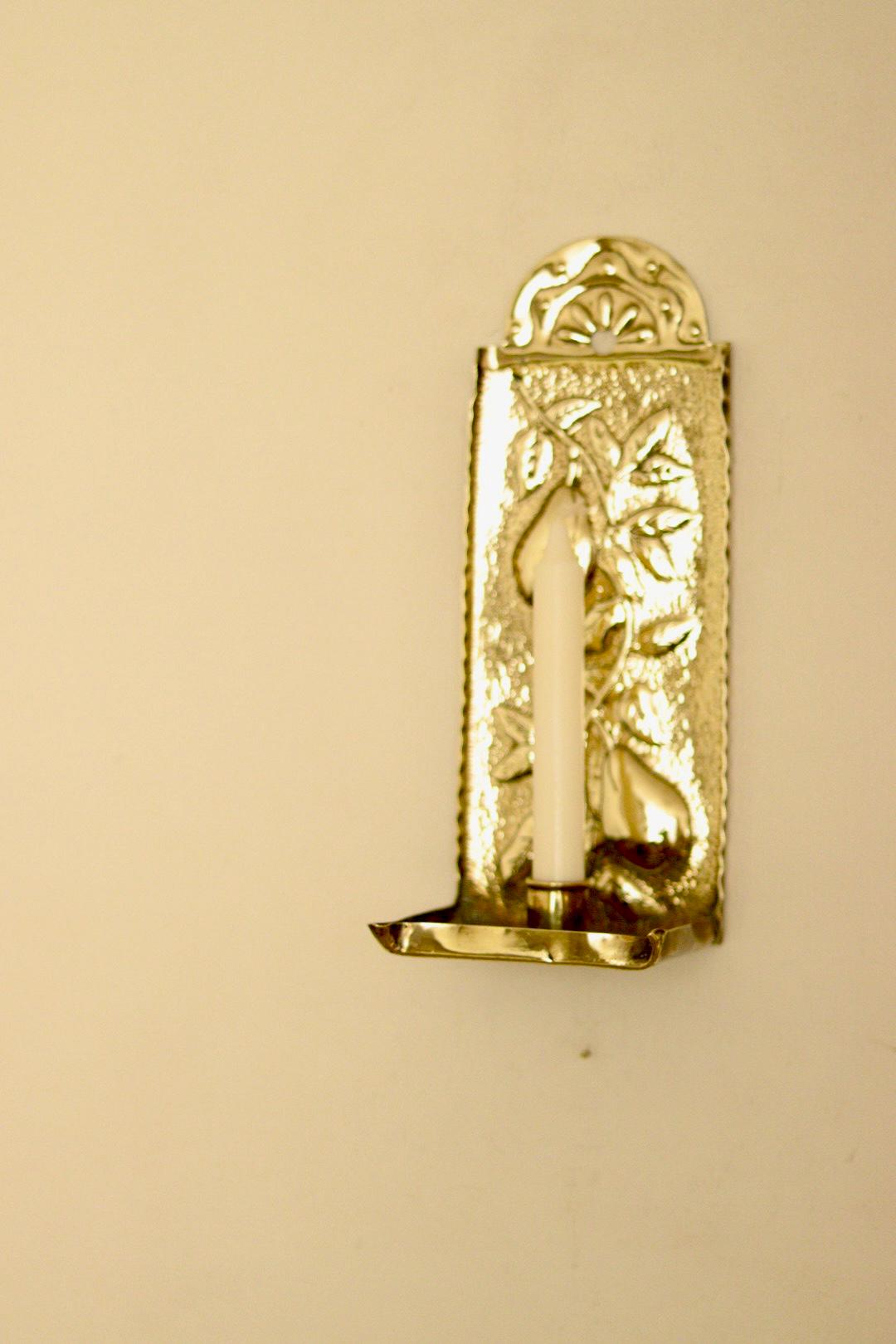 Vintage European Brass Sconce in Pear Motif