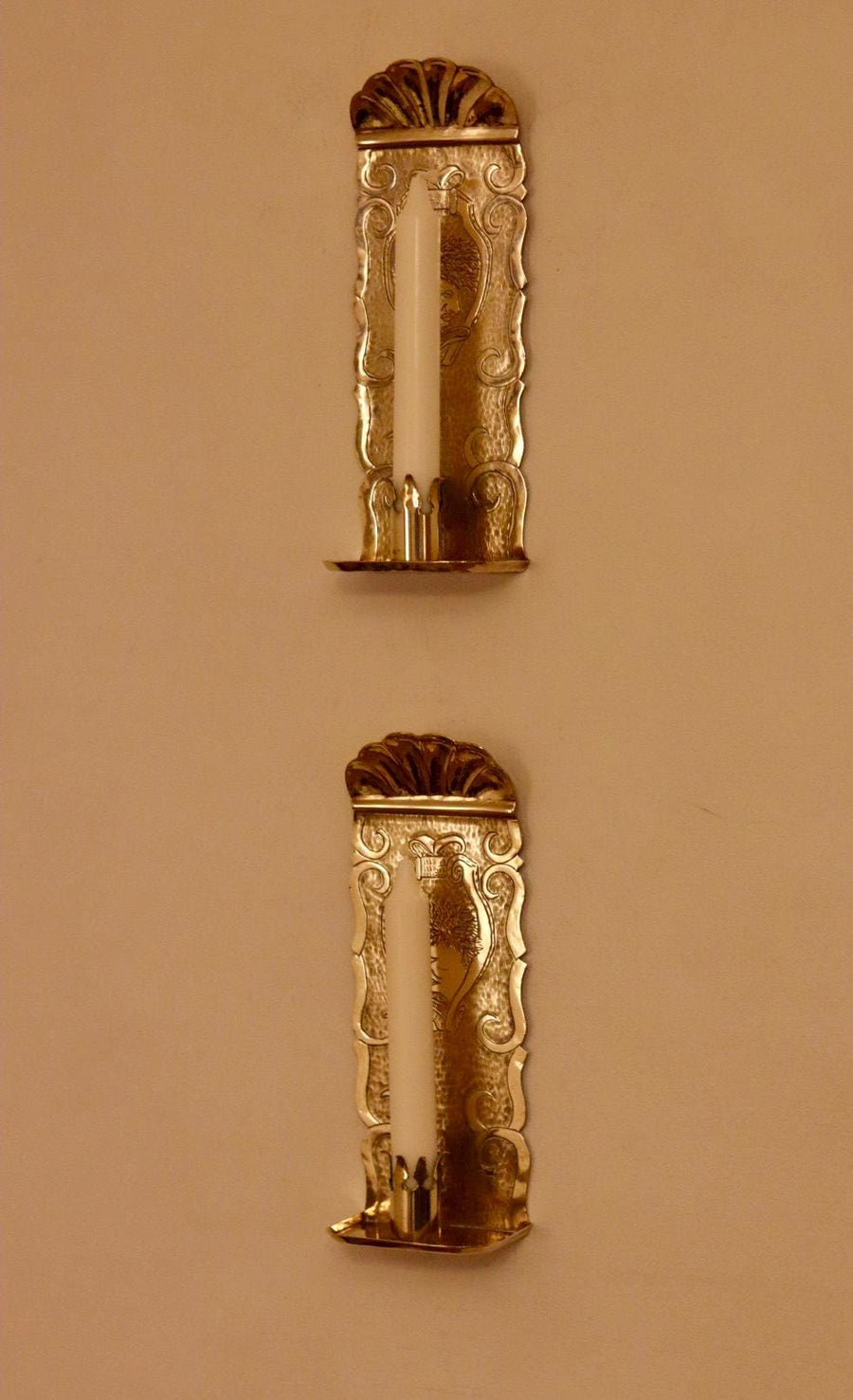 A Pair of Mid Century Swedish Brass Sconces