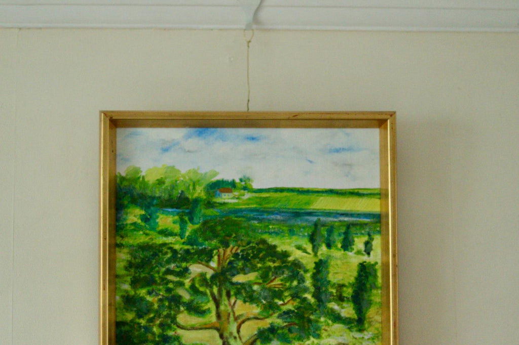 Original Vintage Oil on Panel – "Tree on Landscape" Jan