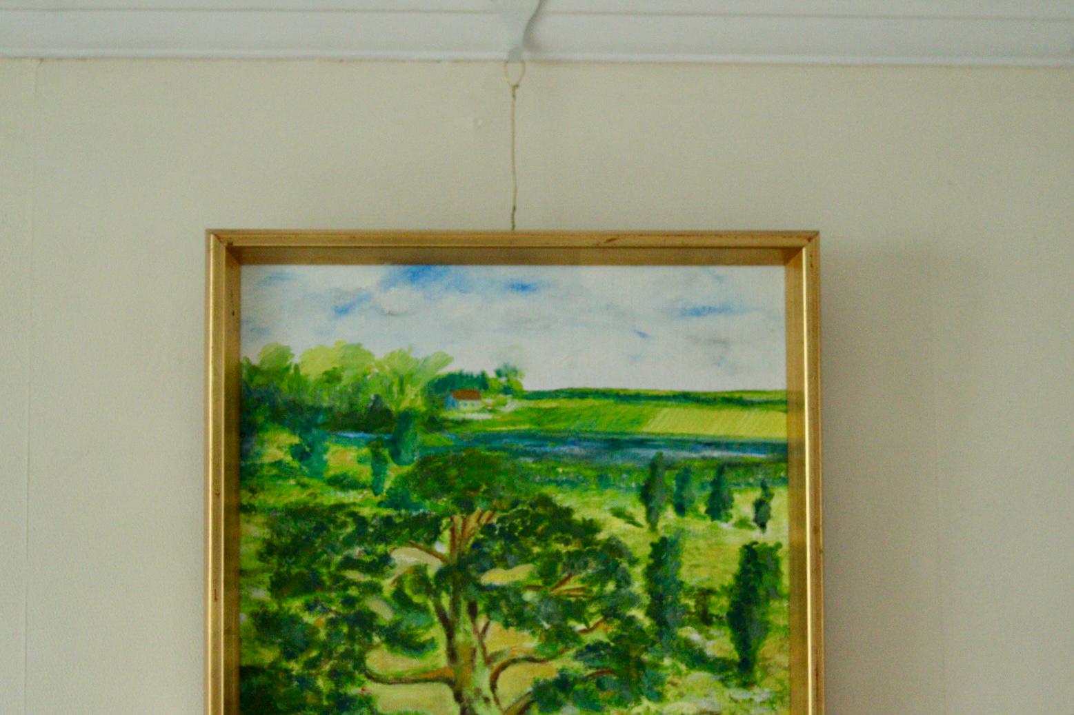 Original Vintage Oil on Panel – "Tree on Landscape" Jan