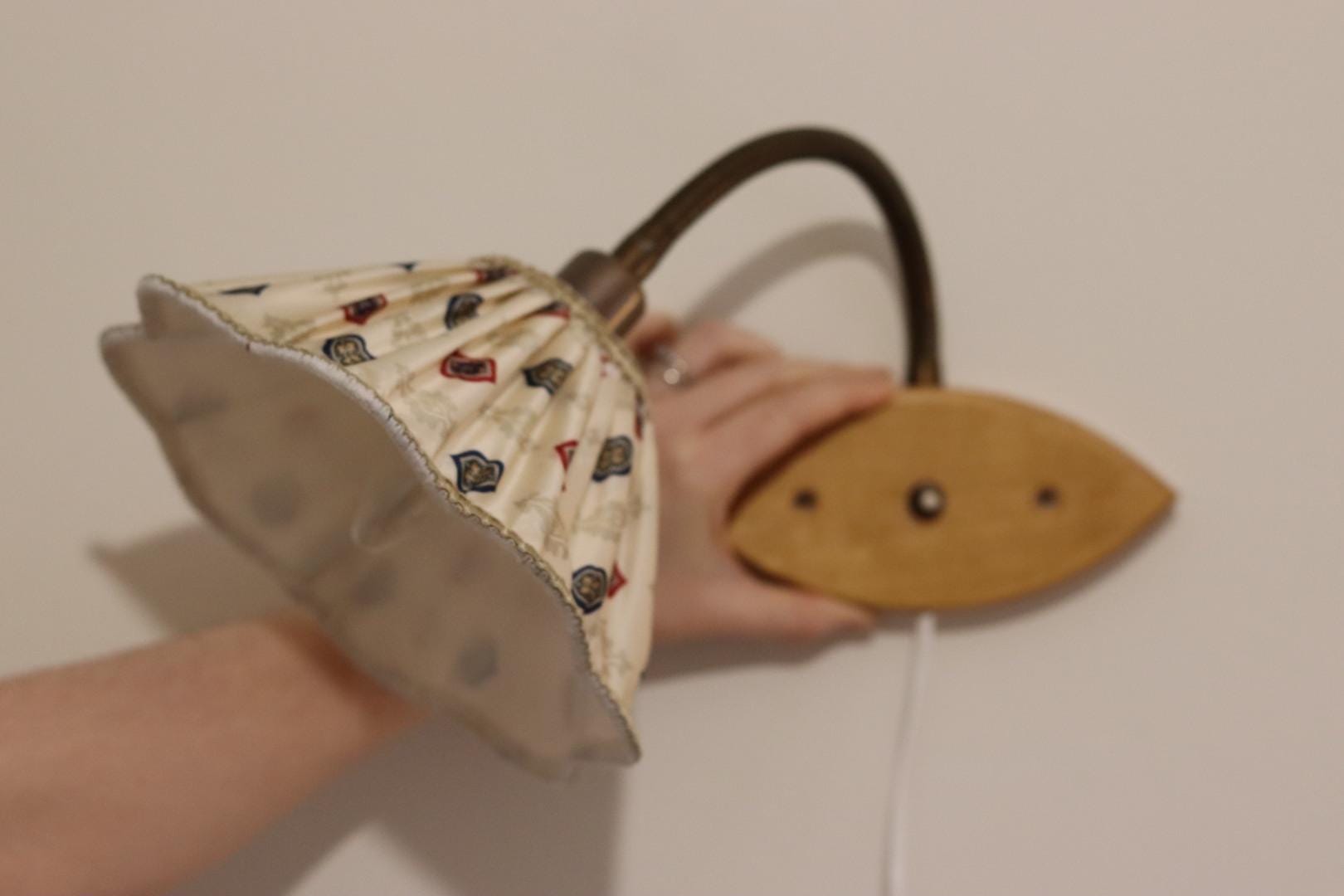 Vintage Wooden and Brass Wall Lamps by Tyringe Sweden 1970s