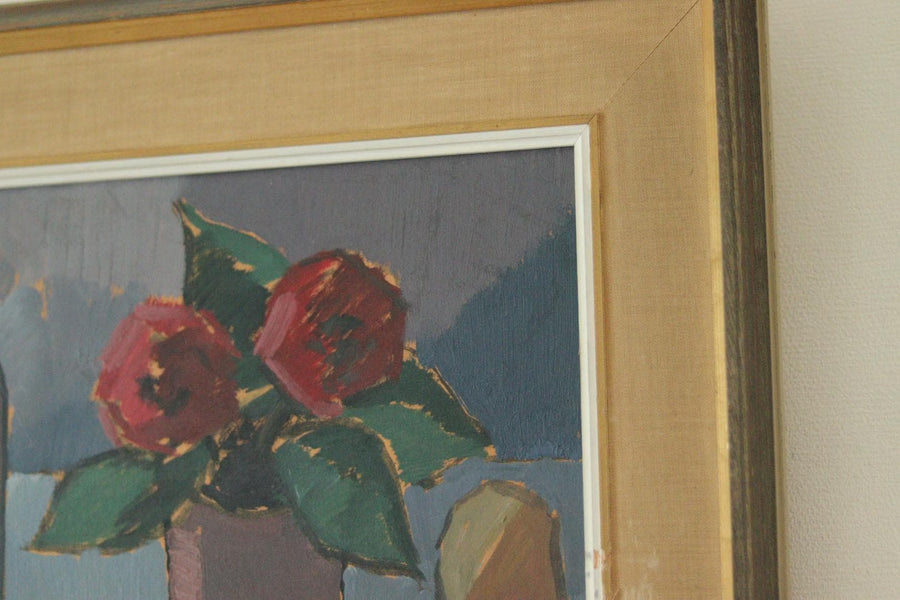 Mid-Century Original Swedish Oil on Panel Still Life with Pot Plant
