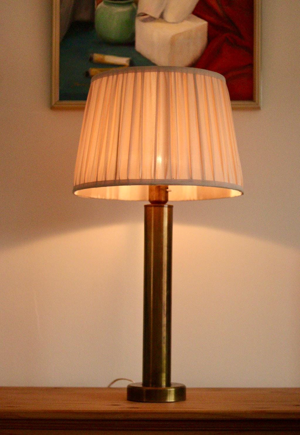 Tall Swedish Brass Bobbin lamps by Bergboms