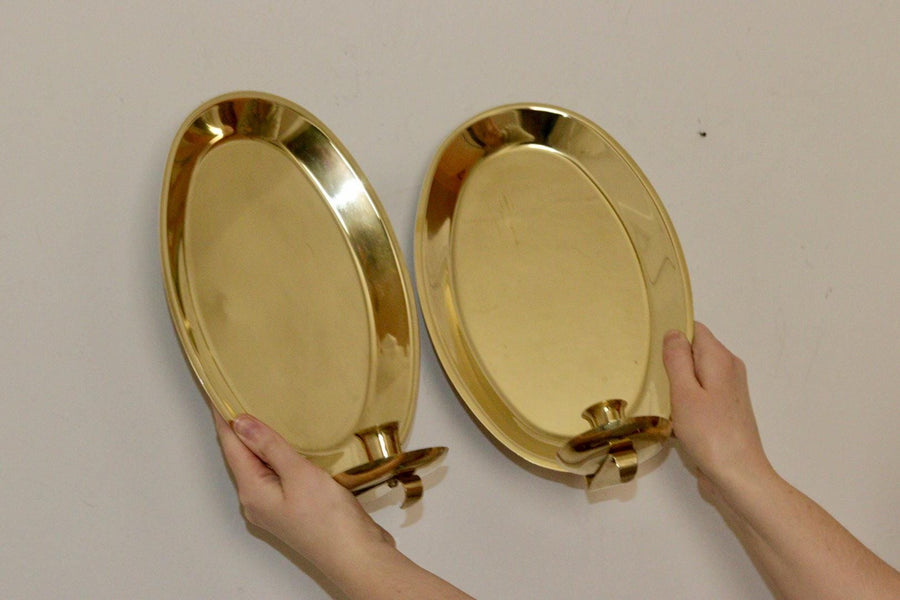 Pair Of Mid Century Swedish Brass Sconces