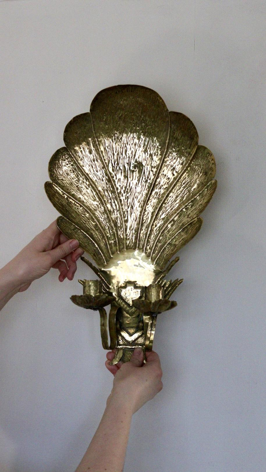 Mid Century Swedish Brass Sconce for two candles