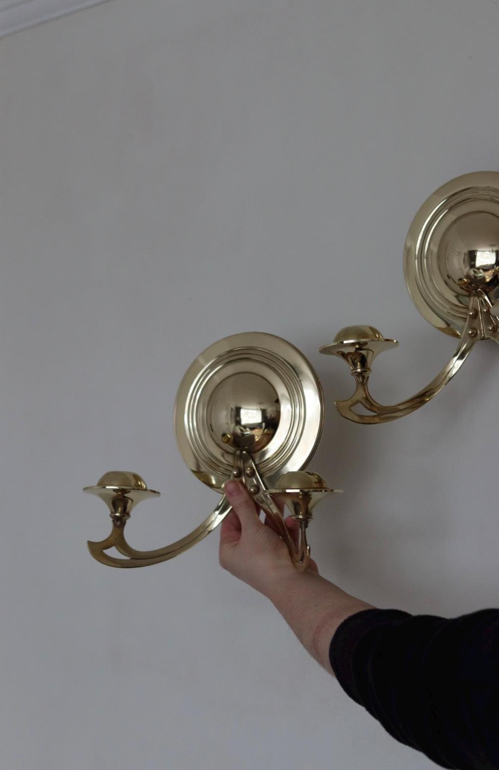 Pair Of Mid Century Swedish Brass Sconces