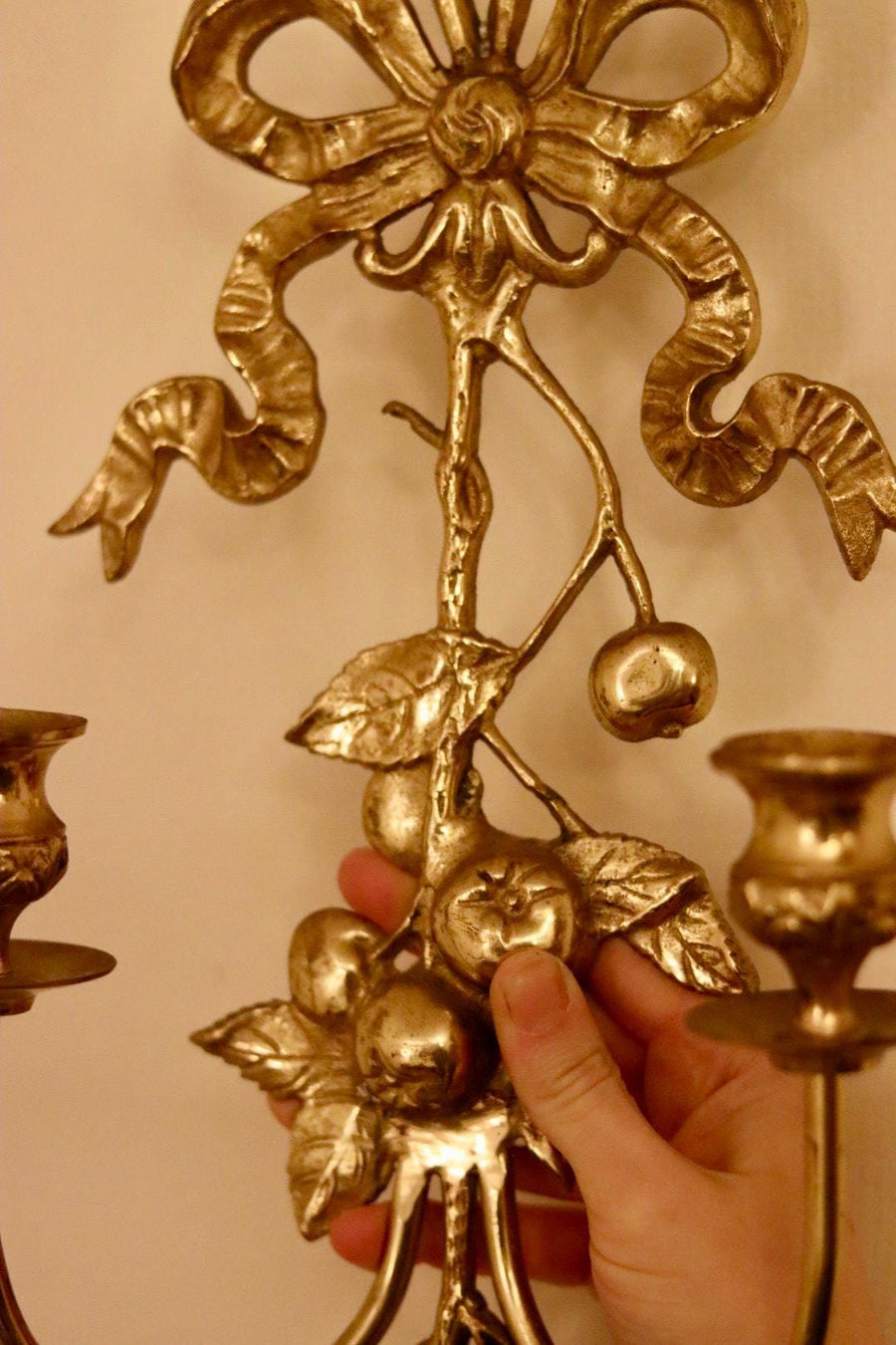 Pair Of Vintage Brass Bow Sconces