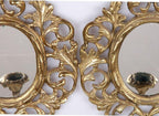 Pair of Antique French Brass Sconces with Mirror