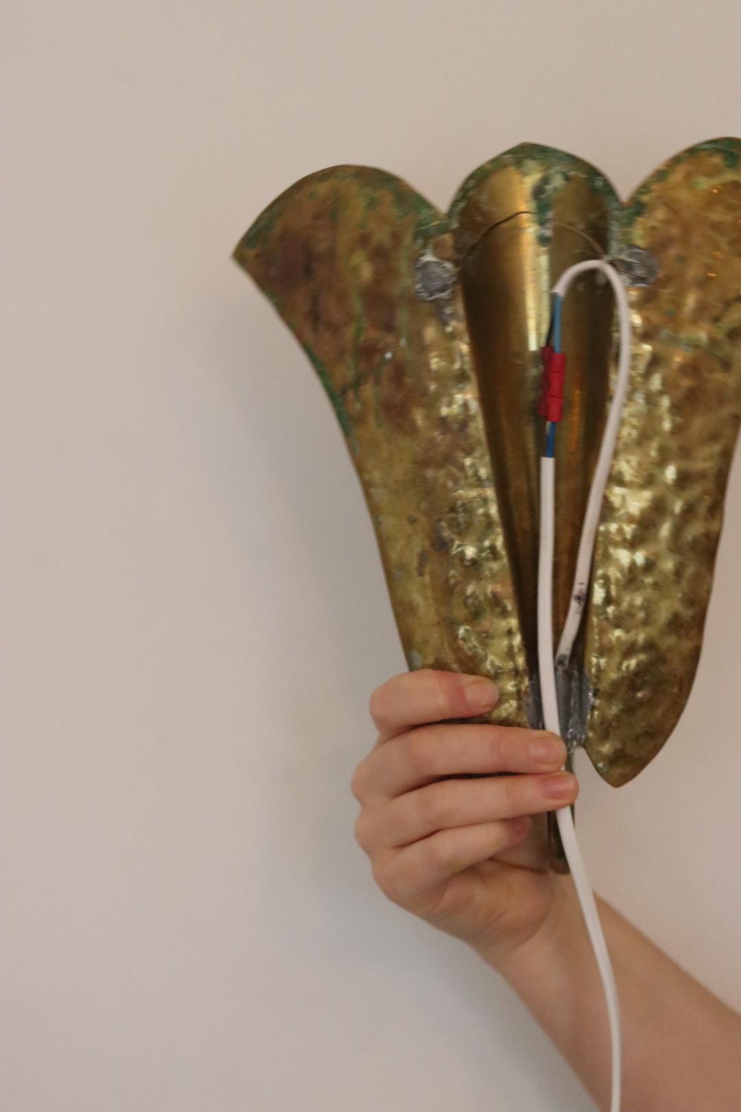 Pair of Swedish Mid-century Brass Electric Sconces