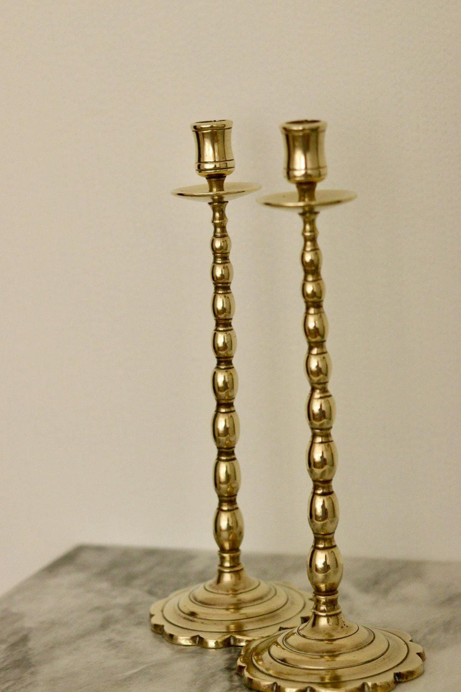 Pair of Mid-Century Swedish Brass Candle Holders