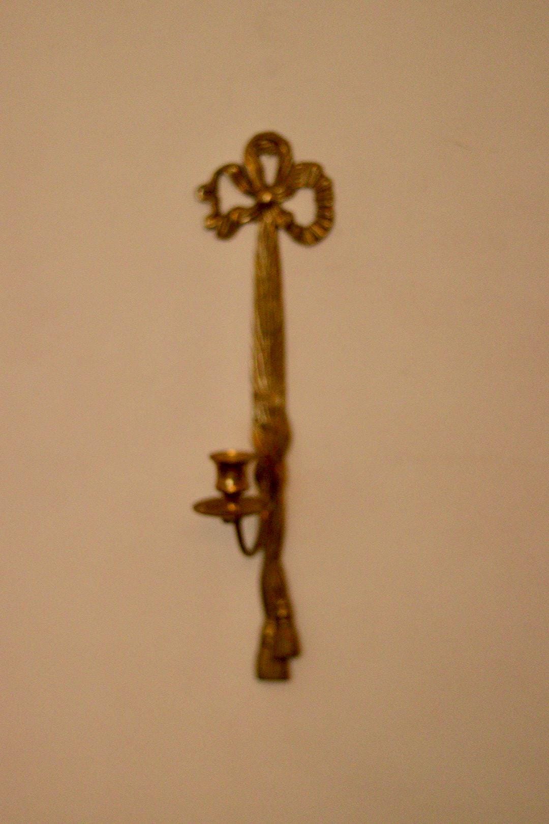 Pair Of Mid Century French Brass Bow Sconces