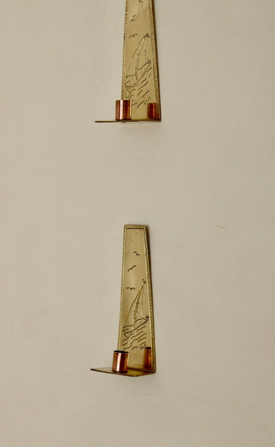 Pair Of Mid Century Swedish Brass Sconces