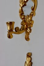 Pair of Vintage Brass Sconces with Mirror