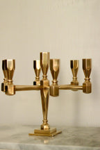 Swedish Vintage Brass Seven Arm Candelabra By Gusum