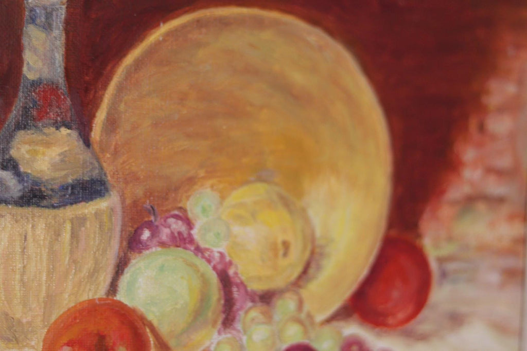 “Still Life with Fruit and Bottle” by A.K.