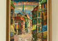 Mid-Century Original Swedish Oil on Canvas "French Street Scene