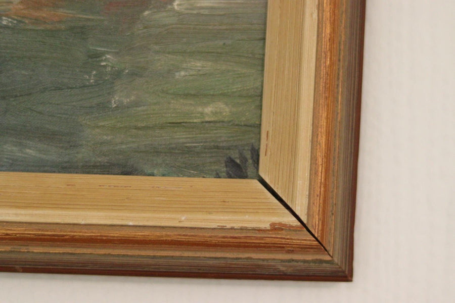 Original  European Oil on Canvas — House by the Lake