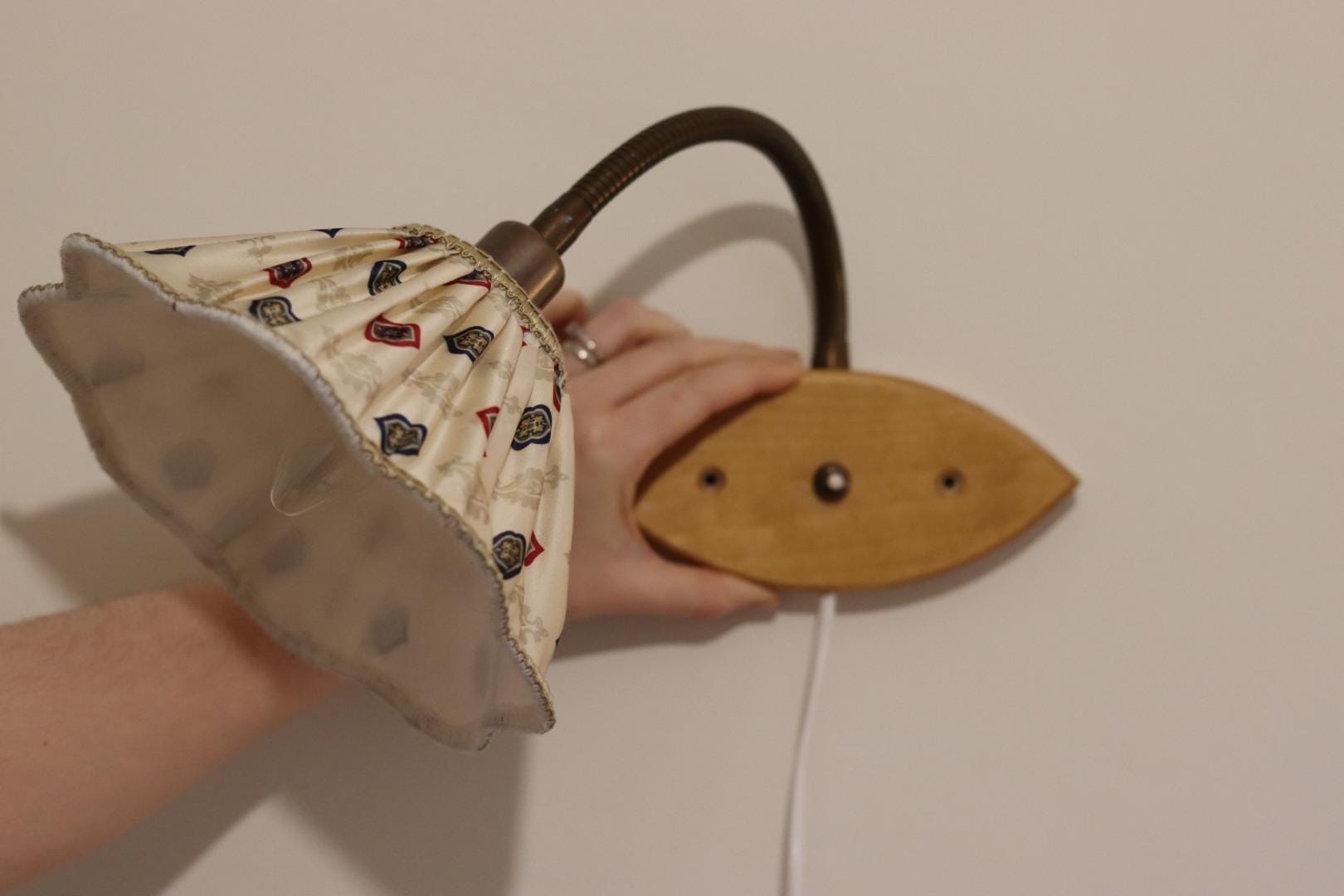 Vintage Wooden and Brass Wall Lamps by Tyringe Sweden 1970s