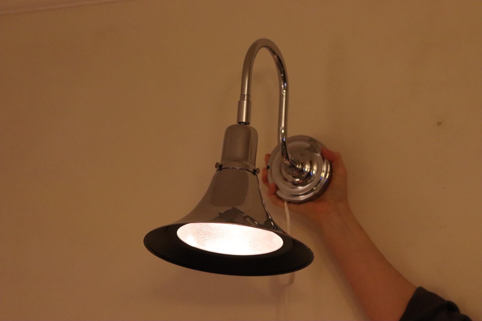 Danish 1960's Pair of Statement Trump Shape Lights in Chrome, designed by Börje Claes for Norlett Elit.