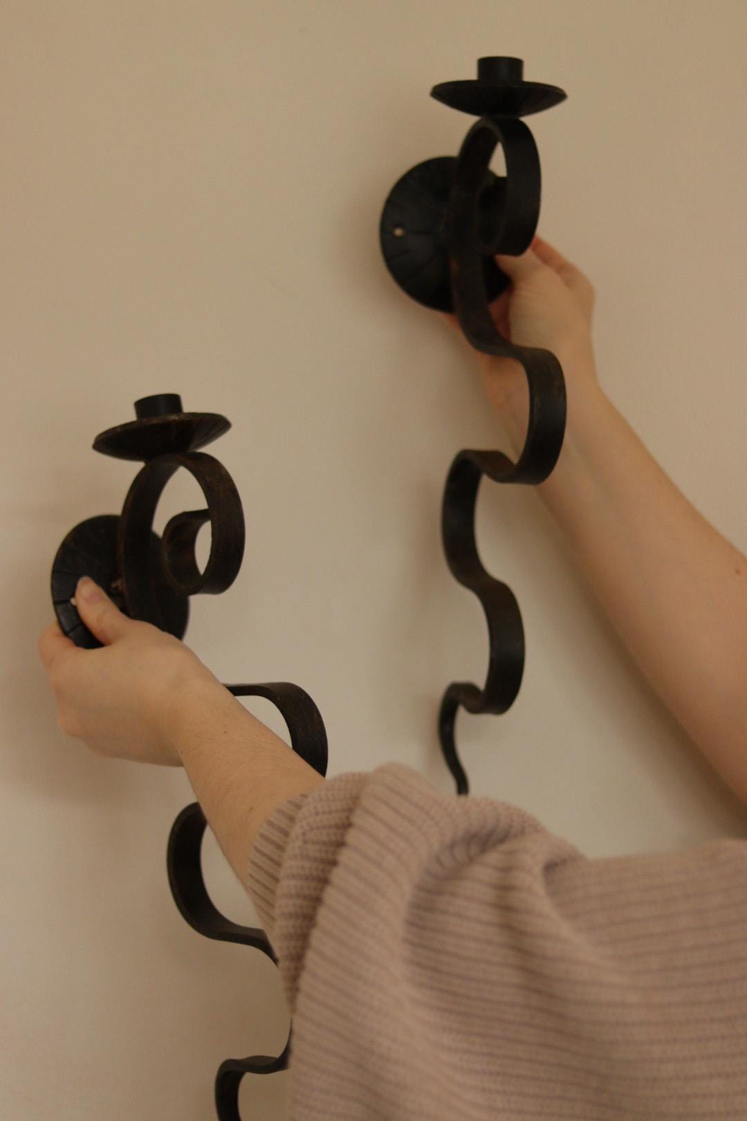 Pair of Mid-Century-Swedish Sconces with Black Coating