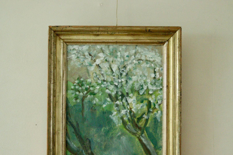 Original Swedish Mid Century Oil on Panel –Trees in Blossom