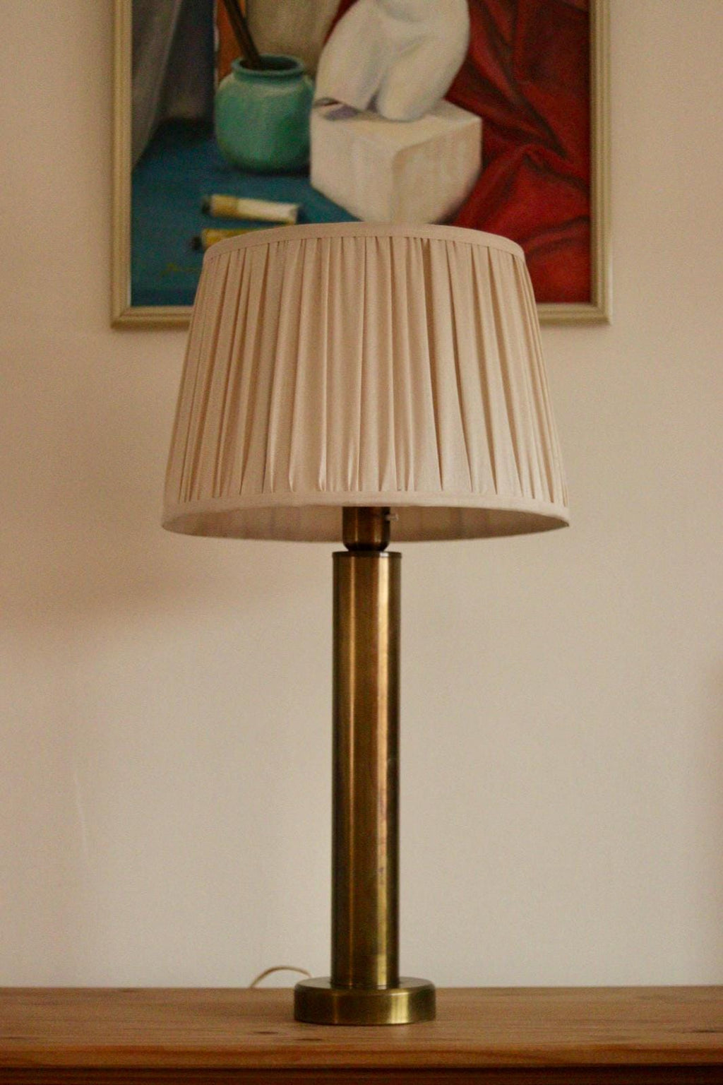 Tall Swedish Brass Bobbin lamps by Bergboms