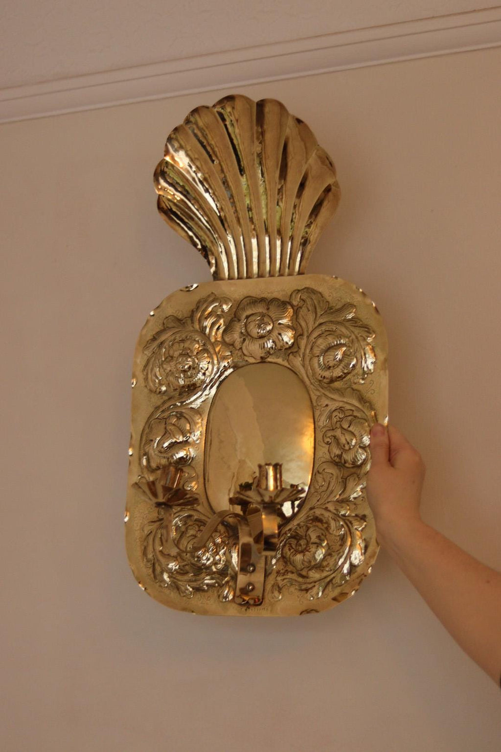 Large Mid-Century Swedish Brass Sconces