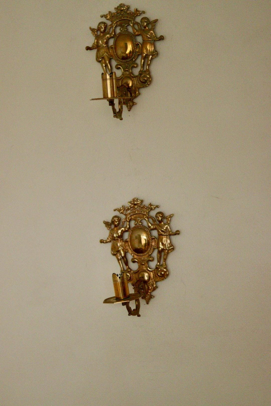Pair Of Large Mid Century Swedish Brass Sconces