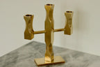 Swedish Brass Three Arm Candelabra by Lars Åkesson for Vallonmässing