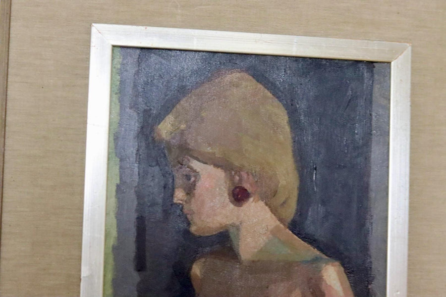 Mid-Century Oil on Canvas "Partially Nude Portrait"