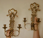Pair Of Mid Century Italian Brass Bow Sconces