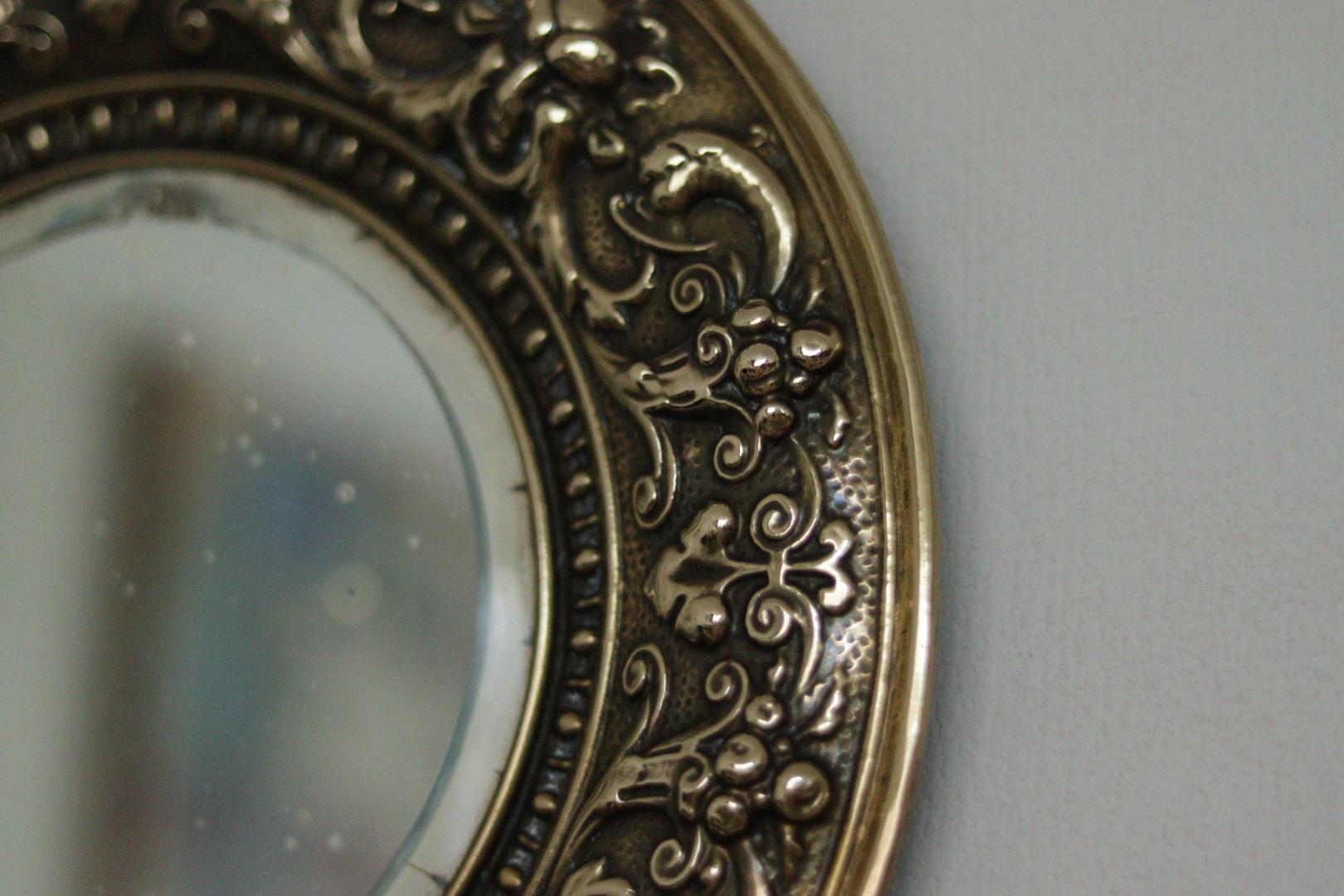 Pair of Antique Swedish Brass Sconces with Mirror