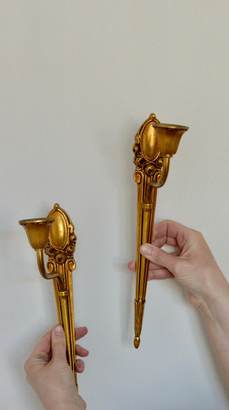 Pair of Mid-Century Brass Swedish Sconces
