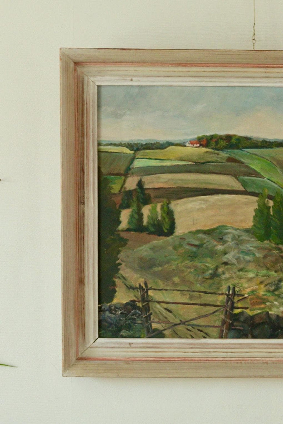 Mid-Century Original Swedish Oil on Panel " Rolling Landscape "