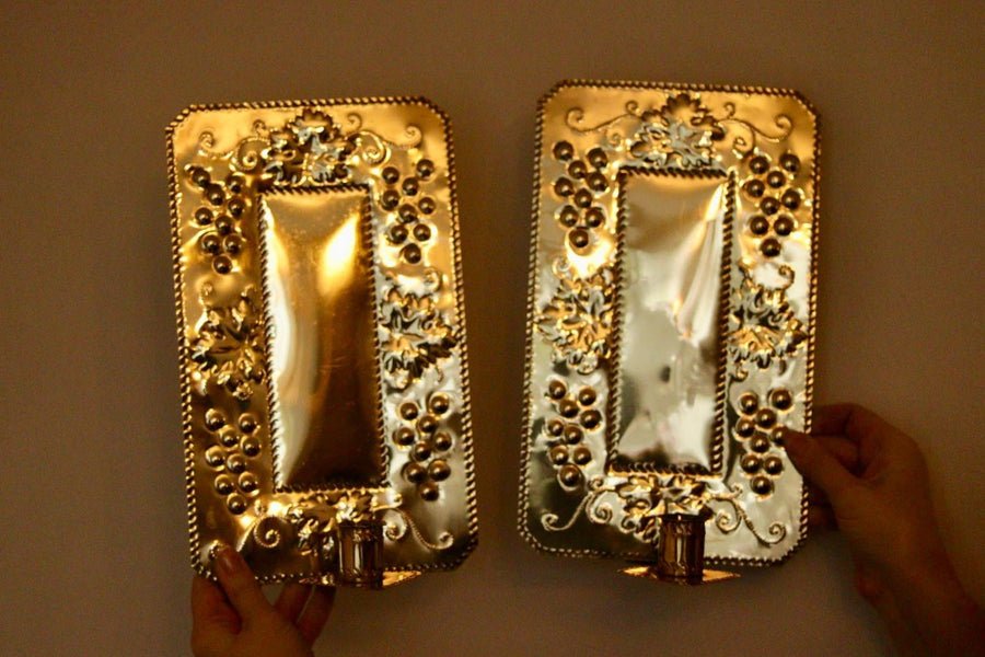 A Pair of Mid Century Swedish Brass Sconces