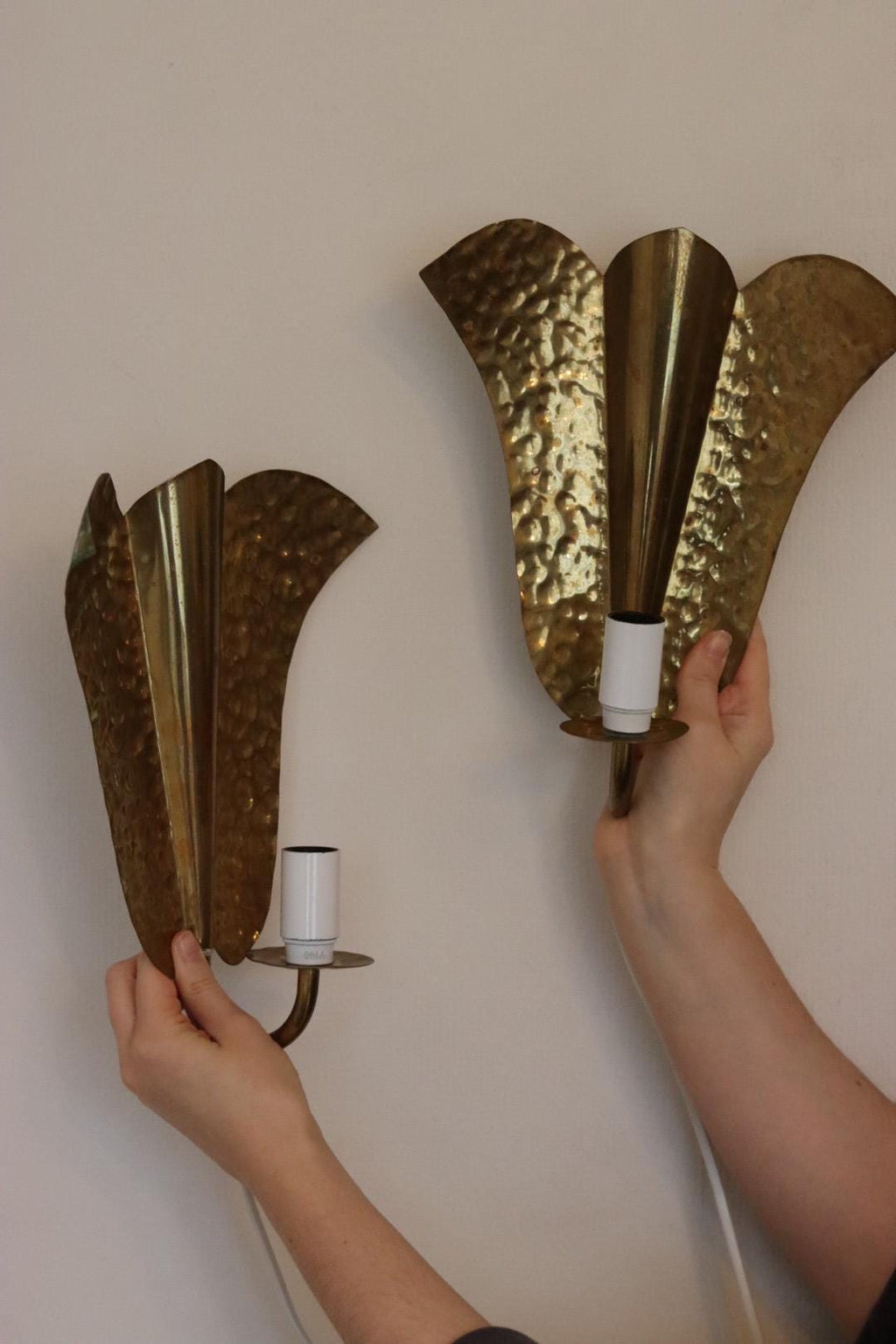 Pair of Swedish Mid-century Brass Electric Sconces