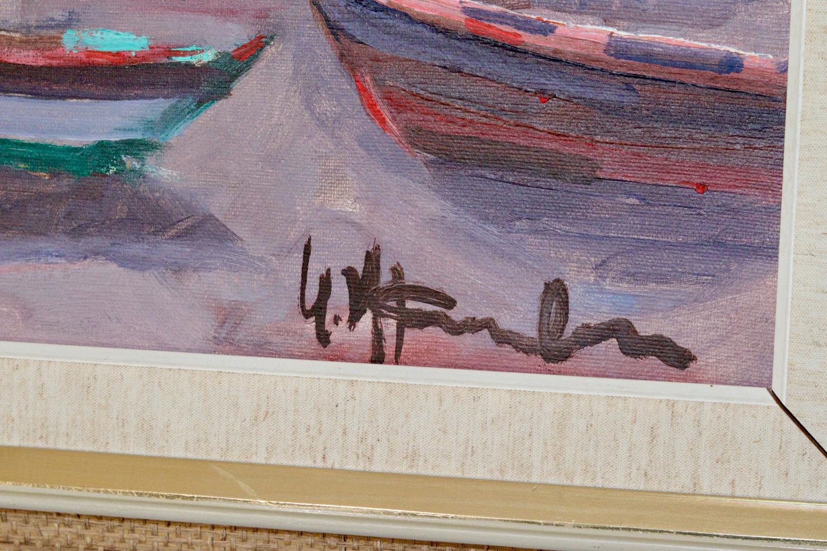 Mid-Century Original Swedish Oil on Canvas "Mediterranean"