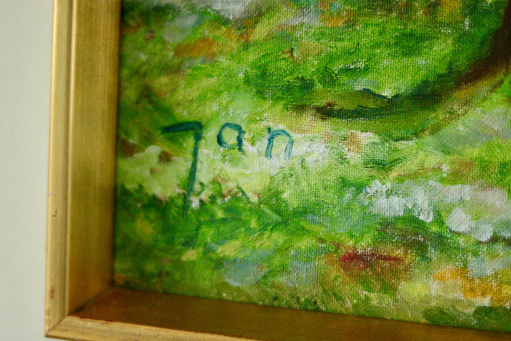 Original Vintage Oil on Panel – "Tree on Landscape" Jan