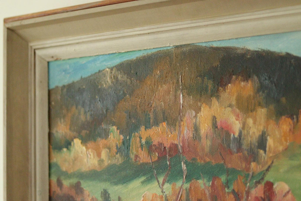 Original Mid-Century Swedish Oil on Canvas Painting "Autumn Day Järvsö"