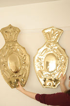 Pair Large baroque Style Mid Century Swedish Brass Sconces
